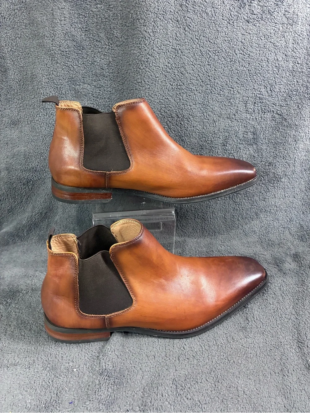 Men’s La Milano Cognac Leather Chelsea Boots Size 13 Burnished Elastic Slip-On